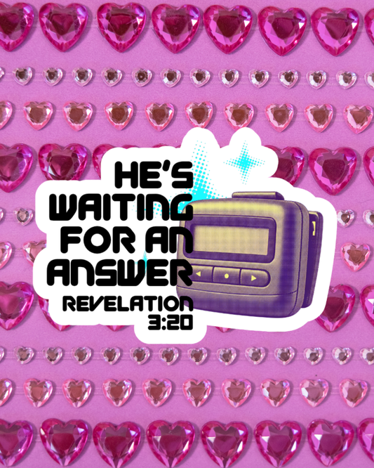 He's Waiting for an Answer Revelation 3:20 Waterproof Sticker