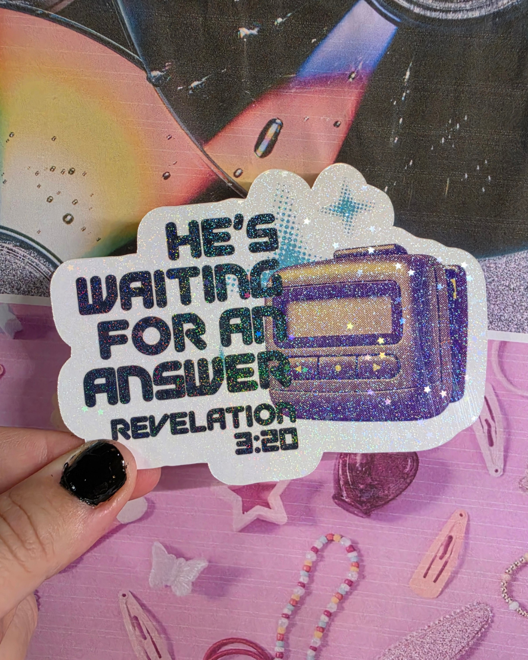 He's Waiting for an Answer Revelation 3:20 Waterproof Sticker