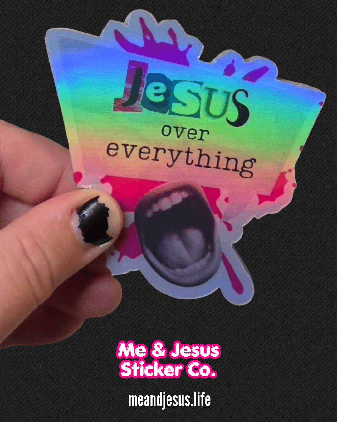 Holographic Jesus over Everything Sticker